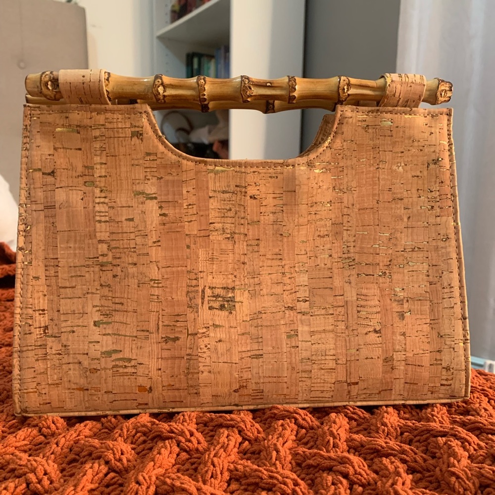 Wooden Bamboo handle clutch bag